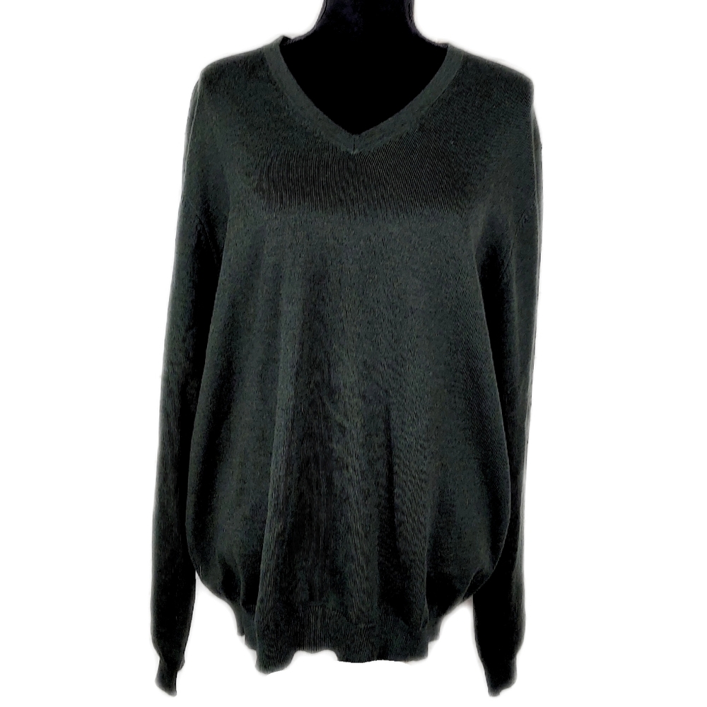 Brooks Brothers EUC Mens L Merino Wool Mix V Neck Sweater - Picture 2 of 5